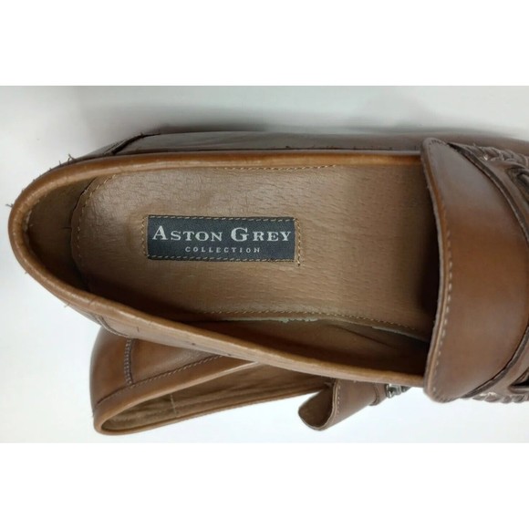 Aston Grey (Ashley) Mens Size 8.5 Brown Leather Style #101076 Loafer - Picture 6 of 11